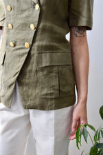 Double Breasted Linen Blazer Top