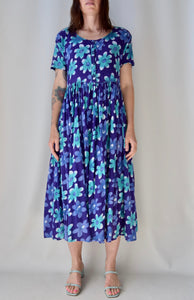 Purple and Turquoise Daisy Gauze Cotton Dress