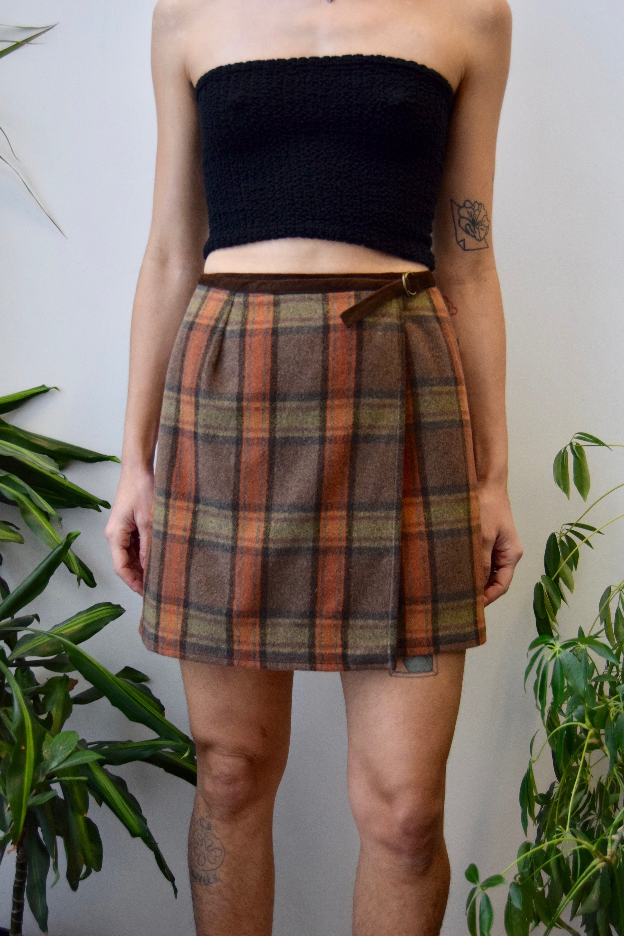 Suede Trim Mini Skirt