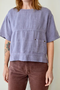 Lavender Boxy Textured Linen Top