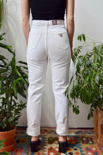 High Waist White Tapered Jeans