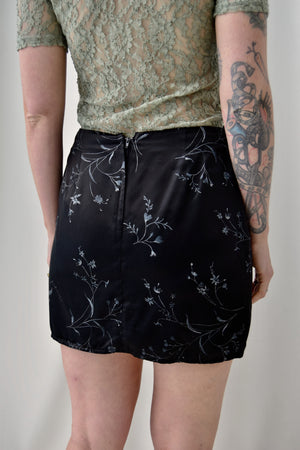 90's Black Satin Mini Skirt