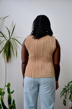 Gold Pleats Mockneck