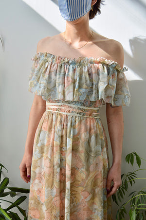 Seventies Muted Floral Mid Sommar Dress