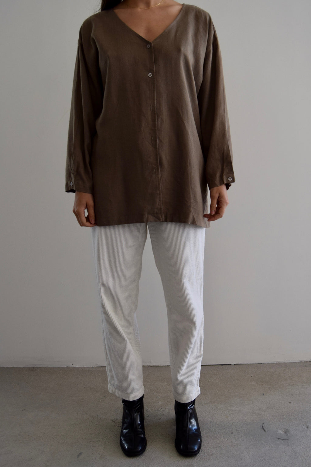 Cedar Linen Button Up Top