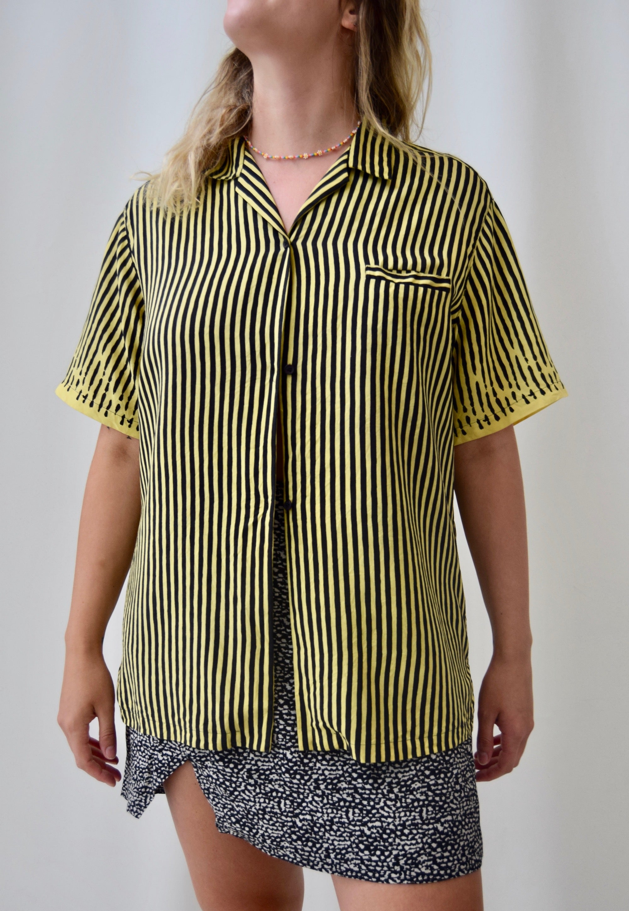 Stephen Sprouse Black and Yellow, Black and Yellow Silk Top