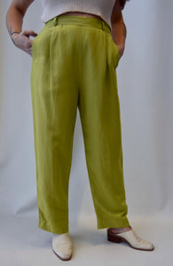 Chartreuse Linen Blend Pants