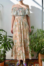 Seventies Muted Floral Mid Sommar Dress