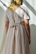 Neutral Gingham Linen Market Dress