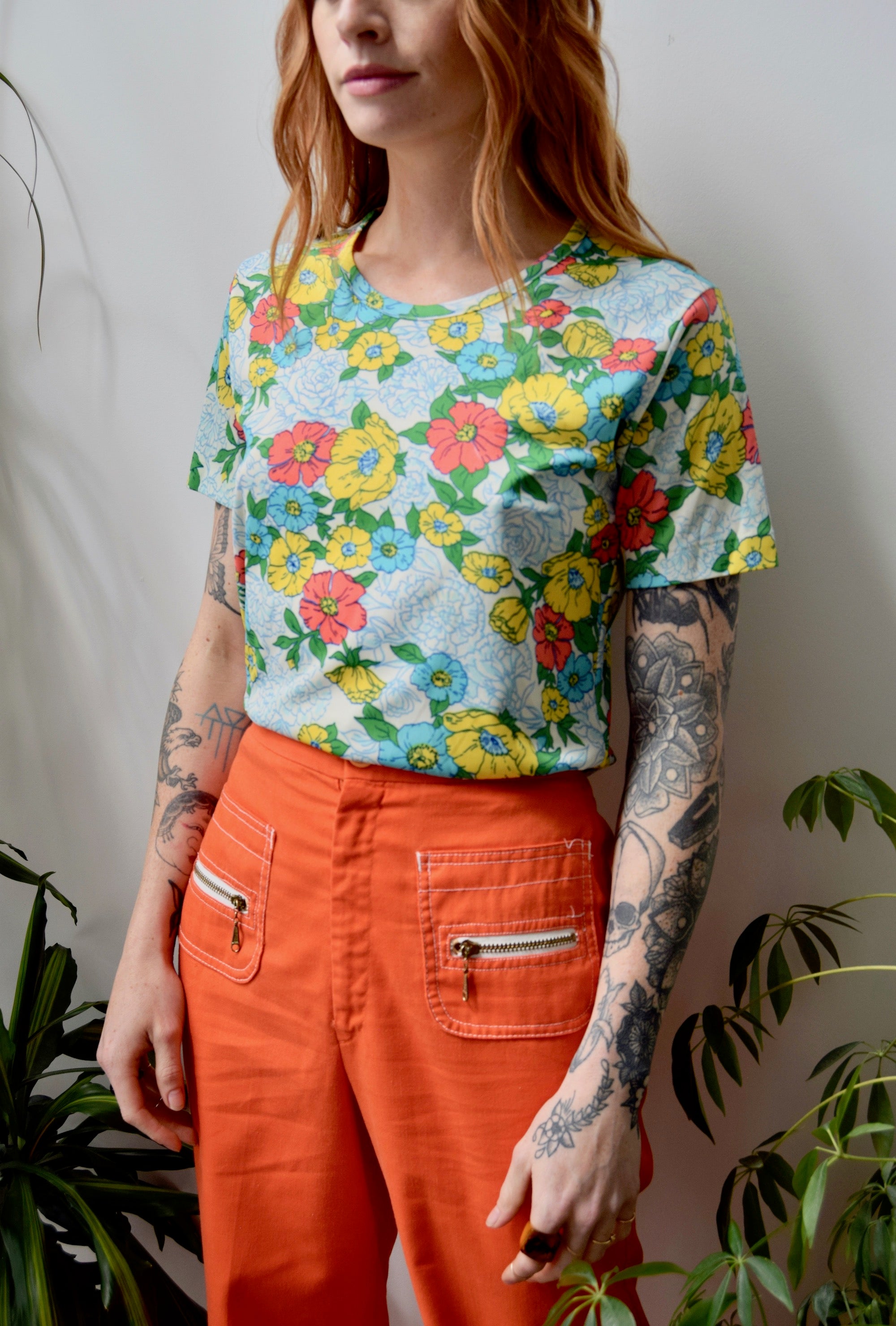 Seventies Floral Poly Tee