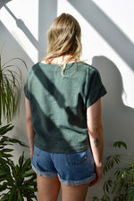 Forest Green Linen Woven Top