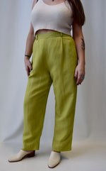 Chartreuse Linen Blend Pants