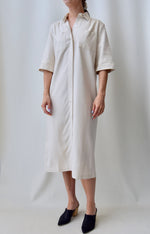 Ivory Raw Silk Shirt Dress