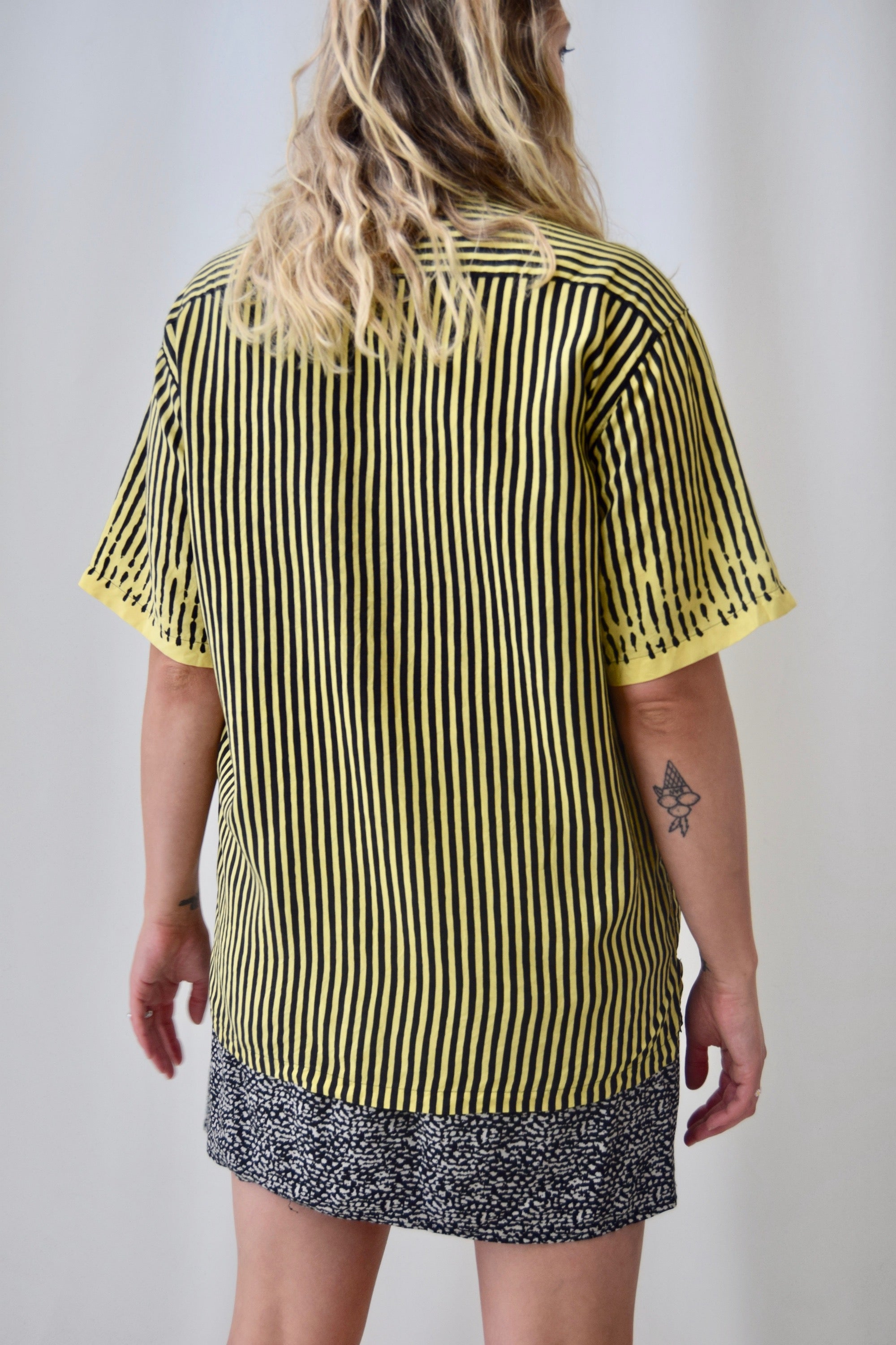 Stephen Sprouse Black and Yellow, Black and Yellow Silk Top