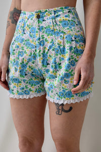 90's High Waist Floral Shorties