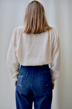 Antique Inspired Pleated Linen Blouse