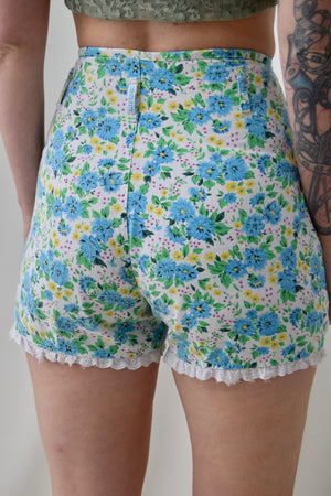 90's High Waist Floral Shorties