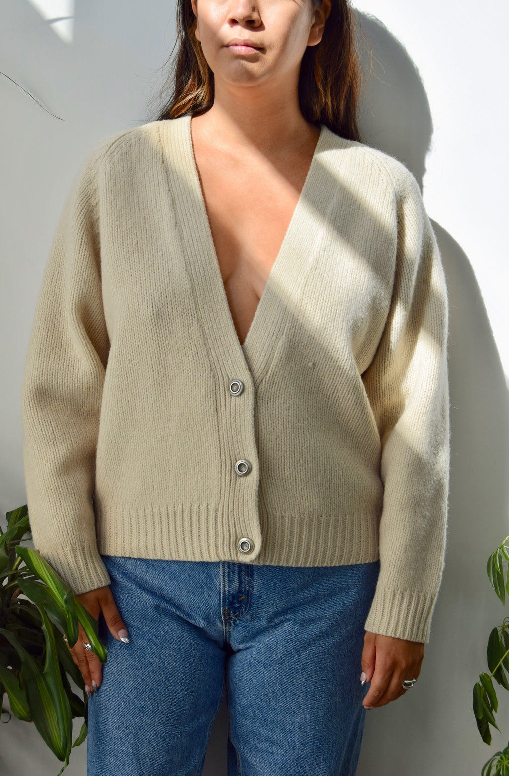 Oat Shetland Wool Cardigan