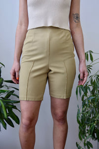 Beige Textured Bicycle Shorts