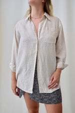 Neutral Linen Plaid Top