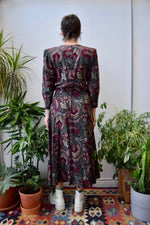 Dark Paisley Pleat Dress