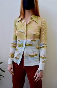 Seventies Frog & Lilypad Novelty Blouse