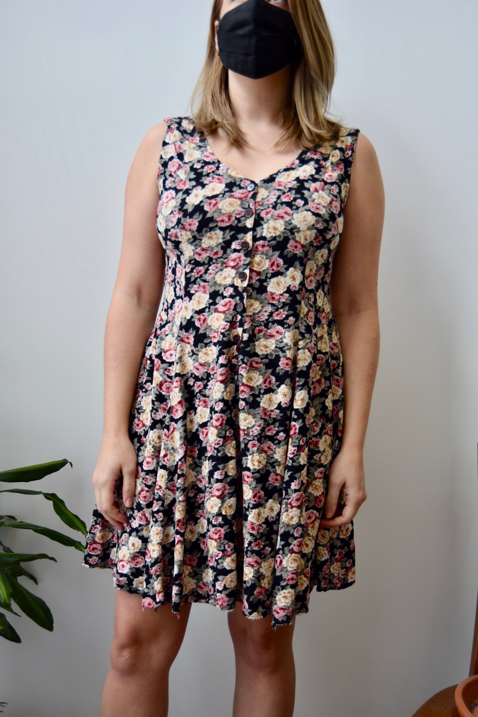 Nineties Floral Button Down Skater Dress