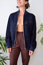 Navy Suede Vintage Bomber