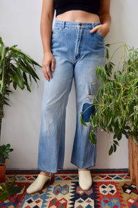 Vintage Patched Flare Jeans