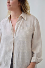 Neutral Linen Plaid Top