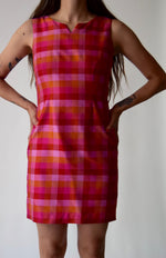 Sunset Check Silk Dress