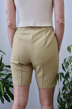 Beige Textured Bicycle Shorts