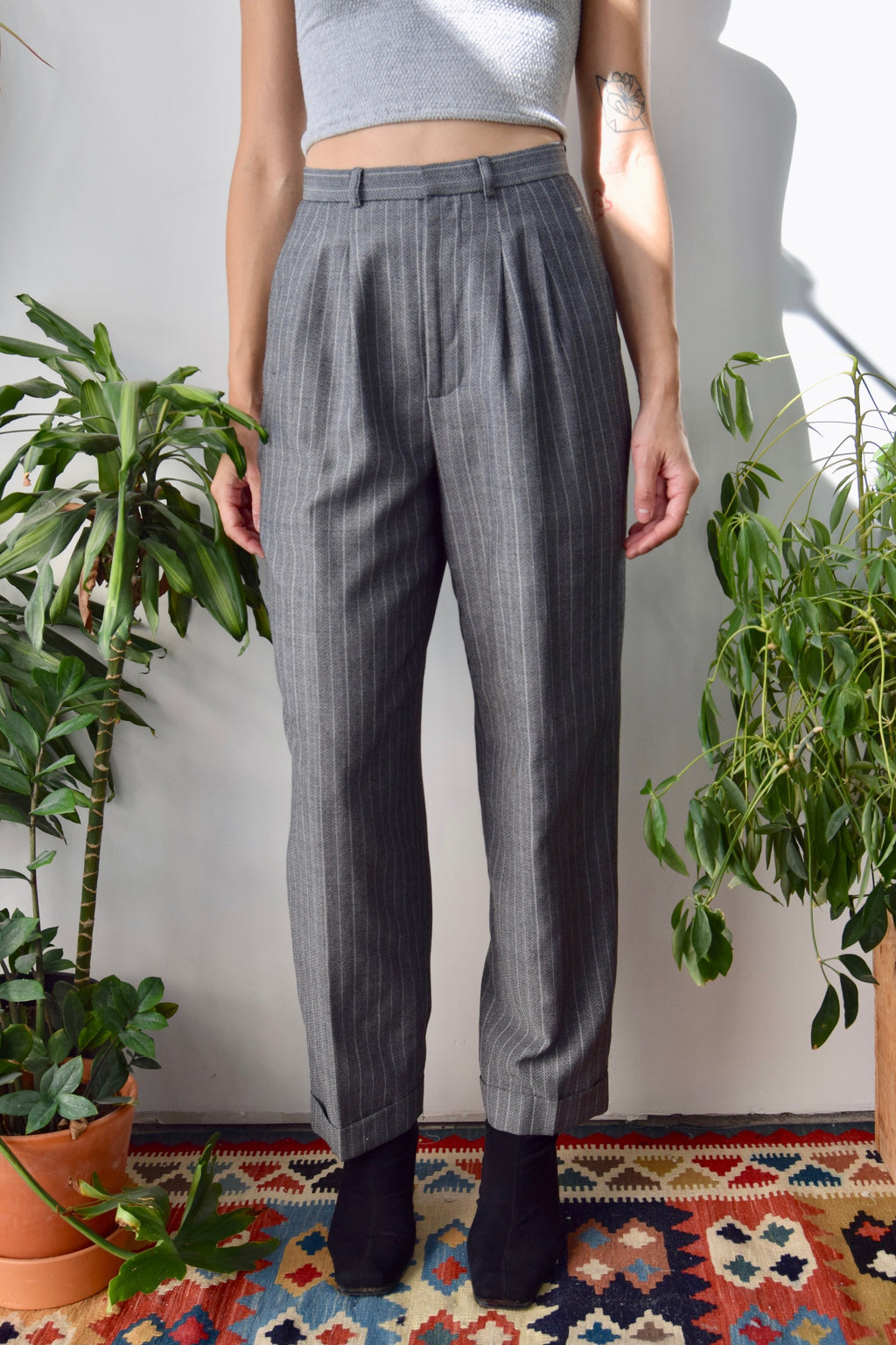 Pinstripe Chevron Knit Trousers