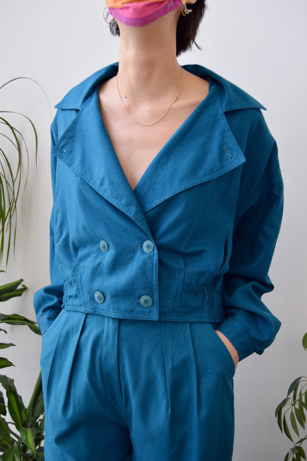 Eighties Teal Silk Suit