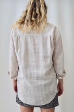 Neutral Linen Plaid Top