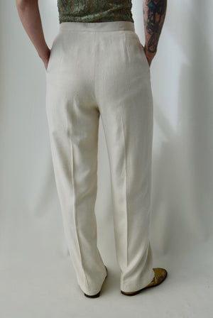 Raw Silk Christian Dior Pants In Bone