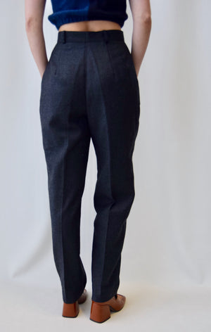 Charcoal Pleated Wool Trousers