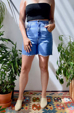 Plaid Pocket Denim Shorts