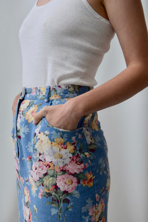 Powder Blue Wallpaper Floral Skirt