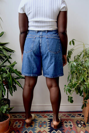 Loose Fit Mid Wash Jean Shorts