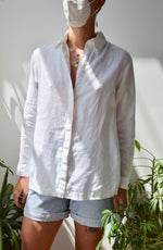 Classic White Linen Button Up