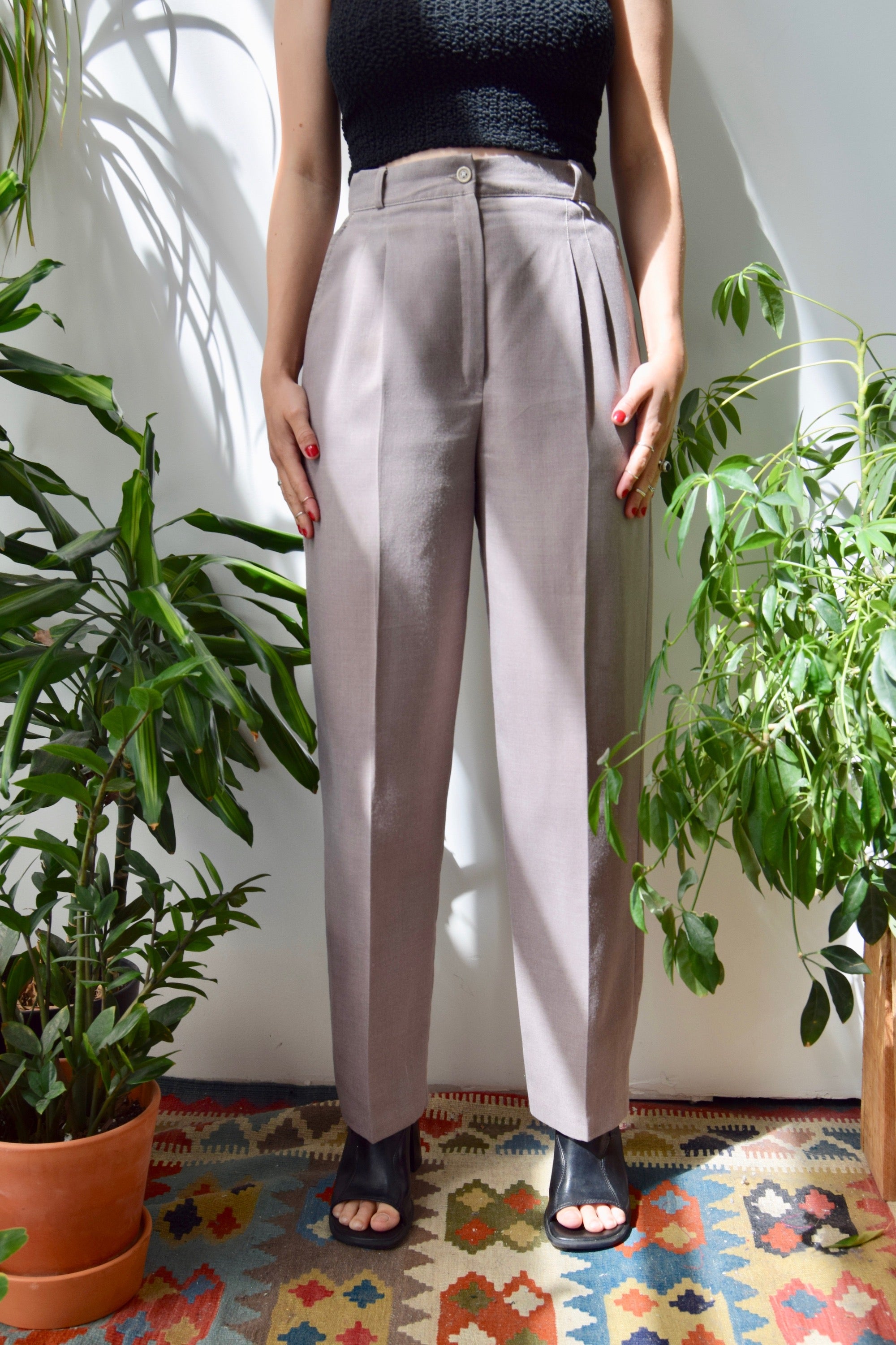 Light Brown Pleated Trousers