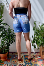 Plaid Pocket Denim Shorts