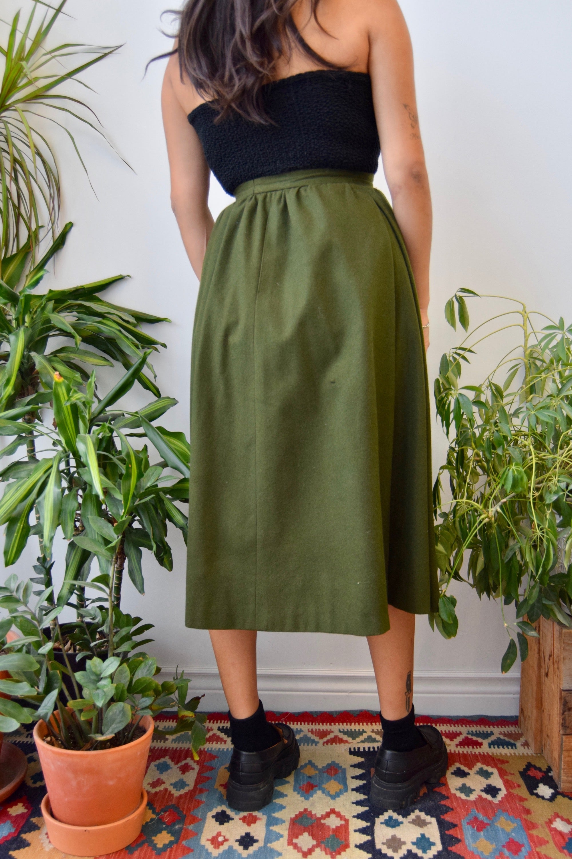 Olive Drab Wool Skirt