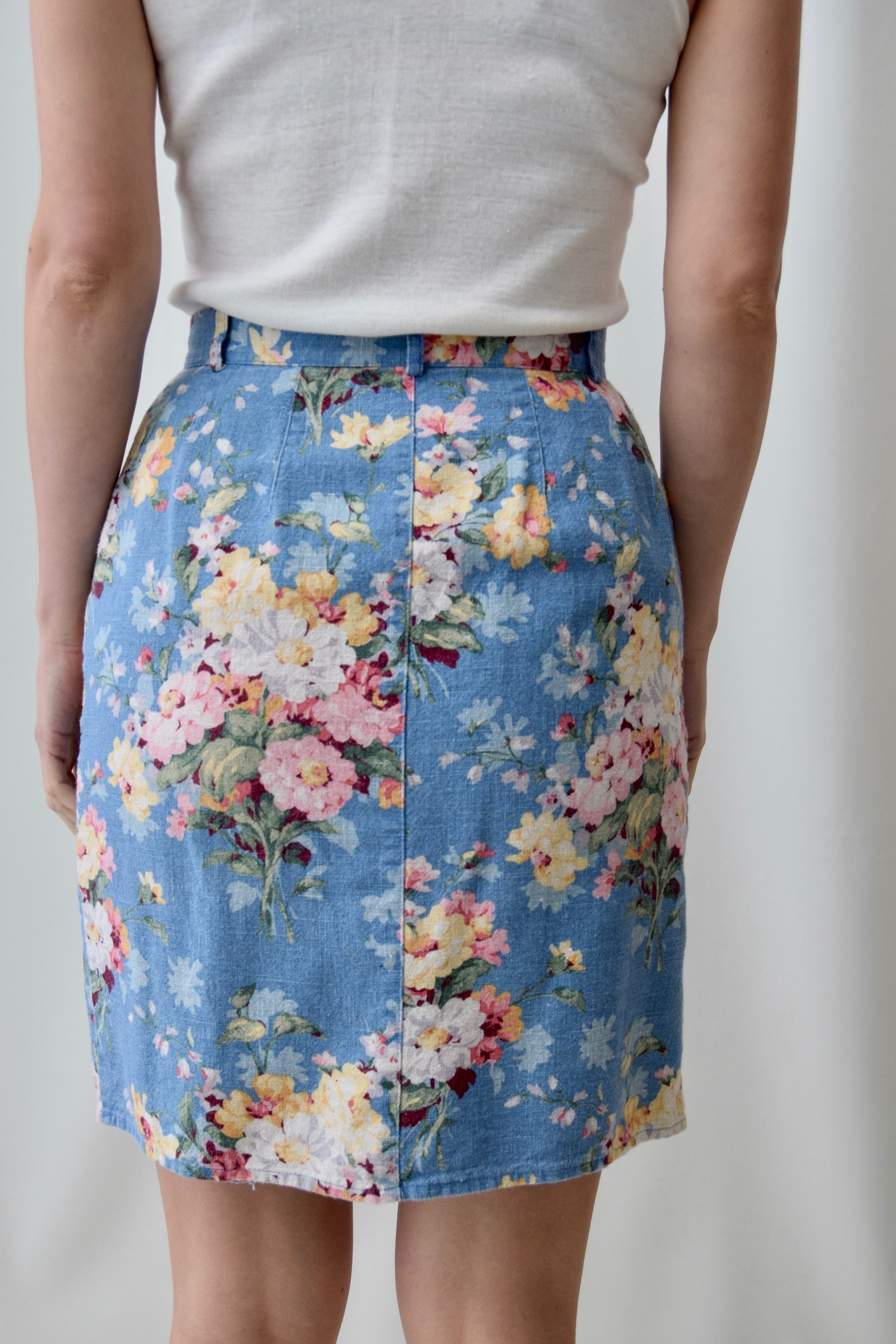 Powder Blue Wallpaper Floral Skirt