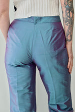 Raw Silk Oil Slick Trousers