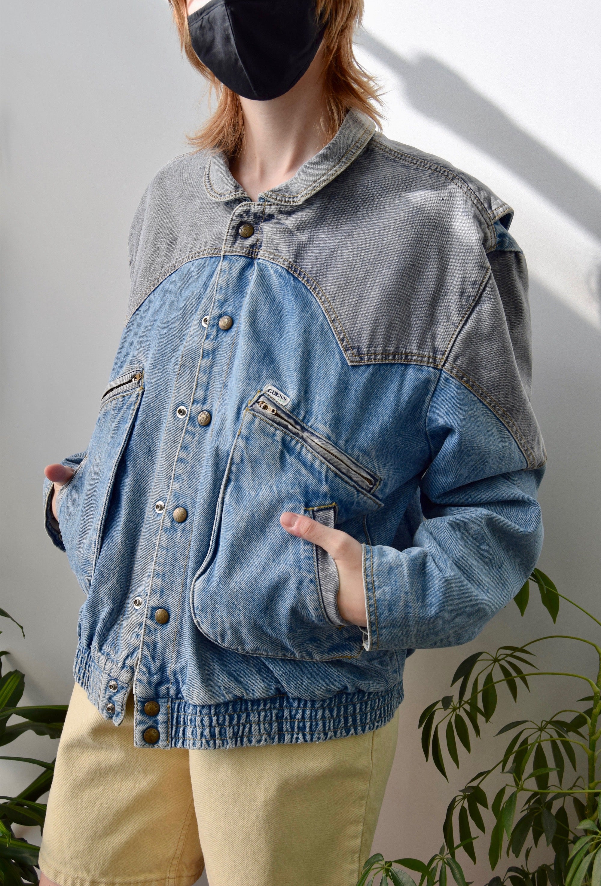 Eighties Guess "Marty McFly" Denim Bomber Jacket