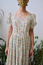 Vintage Gauzy Floral Cotton Dress