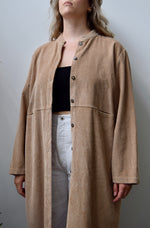 Nude Collarless Cord Shacket