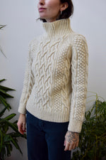 Cream Cable Knit Turtleneck